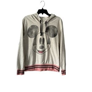 Disney Parks hoodie women's L long sleeves Mickey Mouse print contrast hem